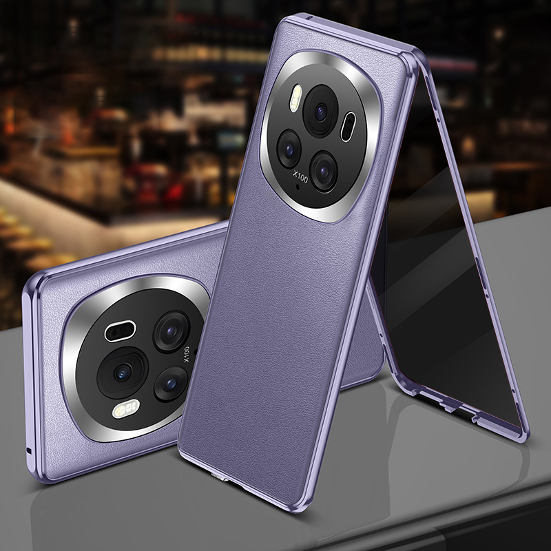 [Nannuo Purple] Full screen anti-peeping one side plain leather one side glass with card deduction