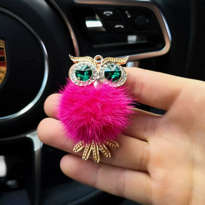 perfume car real plush car: Car Perfume Aromatherapy - rose-fur-ball-owl