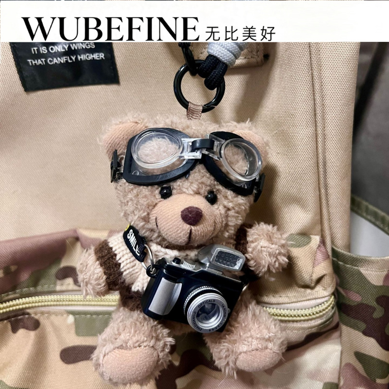 Cámara original oso lindo colgante de bolsa muñeca de felpa colgante de mochila colgante de pareja llavero regalo creativo
