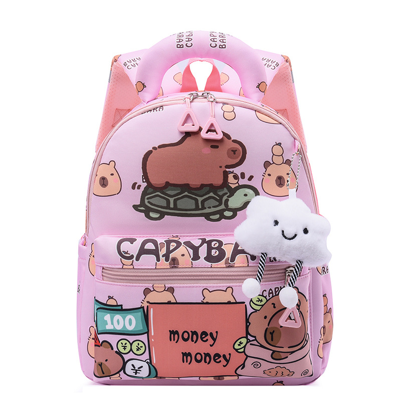 Carita encantadora mochila de niñas Kapibara, mochila transpirable de dibujos animados, mochila de jardín de infantes, 3 años de edad, 5 años de edad, mochila de niños.