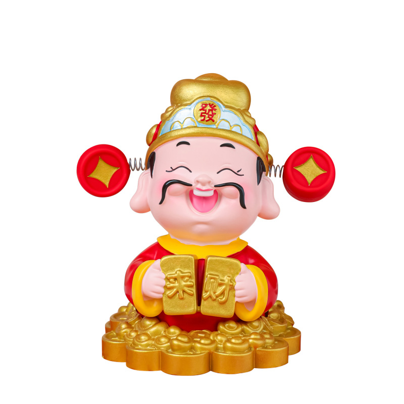 新款暴富财神创意财神爷弹簧摆件家居办公桌面装饰品车载装饰摆件|undefined