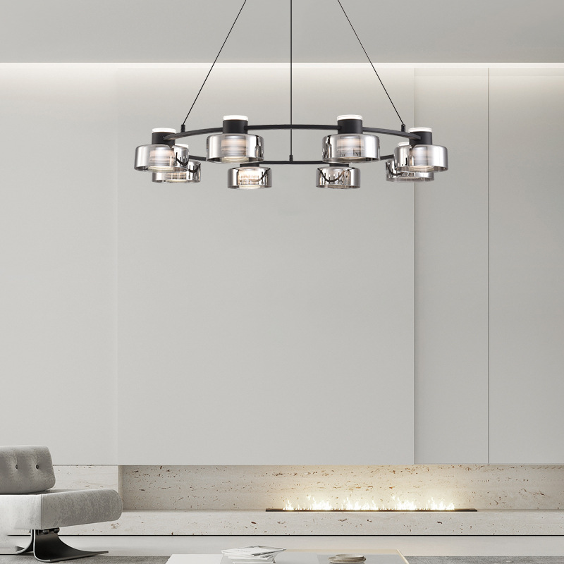 Lámparas candelables minimalistas creativas restaurante Zhongshan LED Villa sala de estar italiana moderna dormitorio de cobre simple de alta gama