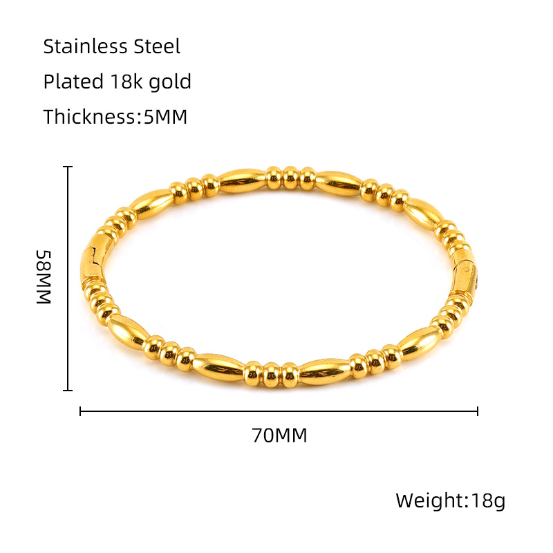 Cross-border 2023 Nuevo cono de oro cuentas de titanio acero liso pulsera nicho simple pulsera no se desvanece