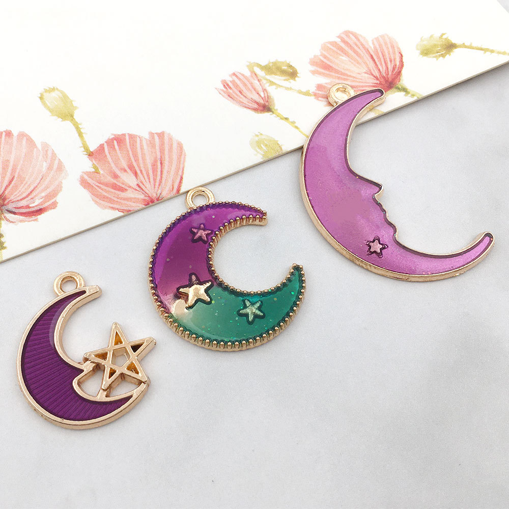 1 Piece Alloy Moon Unicorn Flower Pendant DIY Jewelry Accessories Earrings Necklace display picture 7