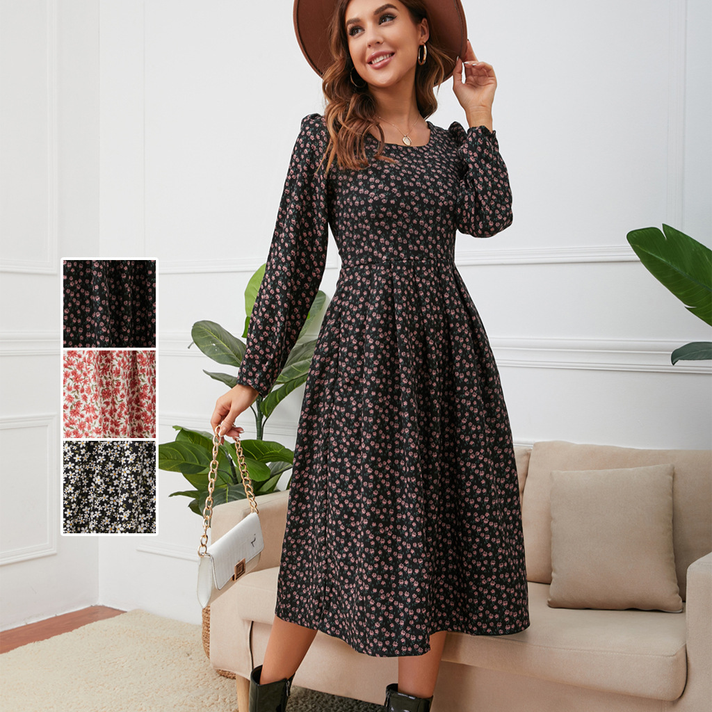 374g Weight Knee-Length Dress Length Type Long Sleeve Sleeve Length A-Line Skirt Dresses Type Flounce Sleeve Sleeve Type Polyester Fabric Type High Waist Waist Line Daily Occasion Square Neck Neckline Regular Fit Fit Type Solid Color Pattern Summer, Spring, Autumn Season Women'S Gender Ruffles Design Fashion Style Wholesale Women'S Fashion Ruffles Solid Color Daily Square Neck Long Sleeve A-Line Skirt 2