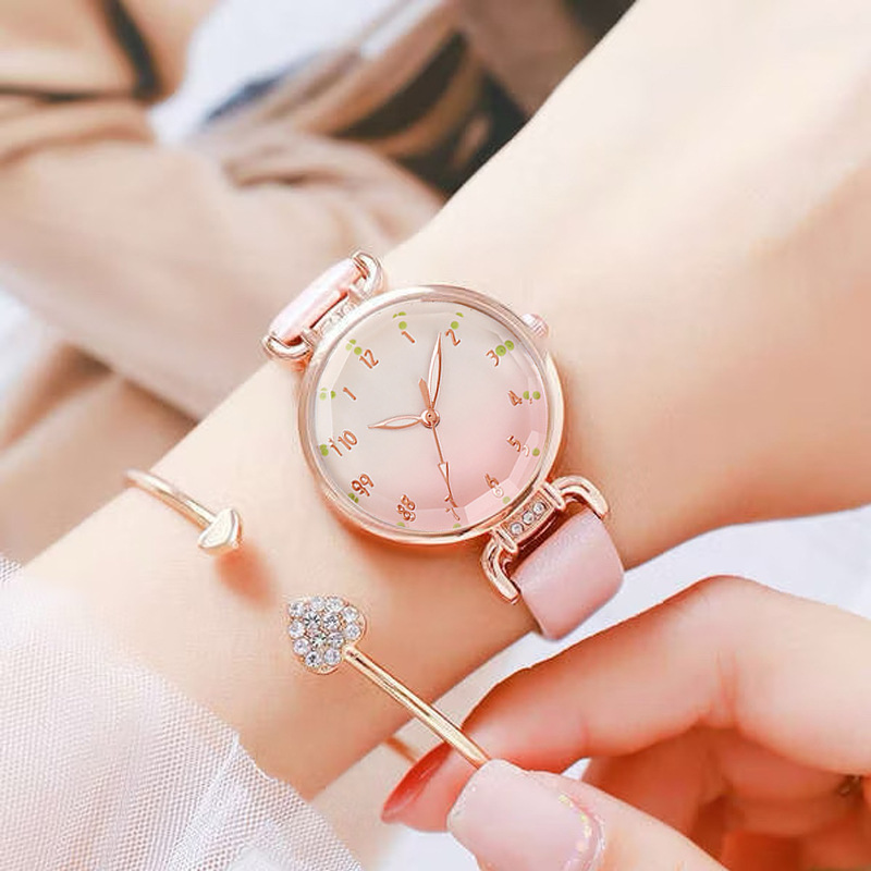 TEMU explosión reloj damas rosa versátil color casual relojes de cuarzo comercio exterior fábrica en vivo al por mayor image 1