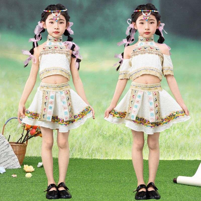 六一儿童苗族演出服少数民族服装瑶族黎族女童哈尼族幼儿园舞蹈服