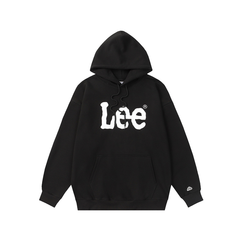韩国潮牌lee字母印花撞色连帽宽松卫衣百搭毛圈带口袋情侣款卫衣|undefined