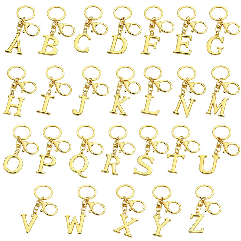 gold 26-letter Pendant Custom Creative Gift Keychain Decoration High-value Bag Accessory_voghion.com