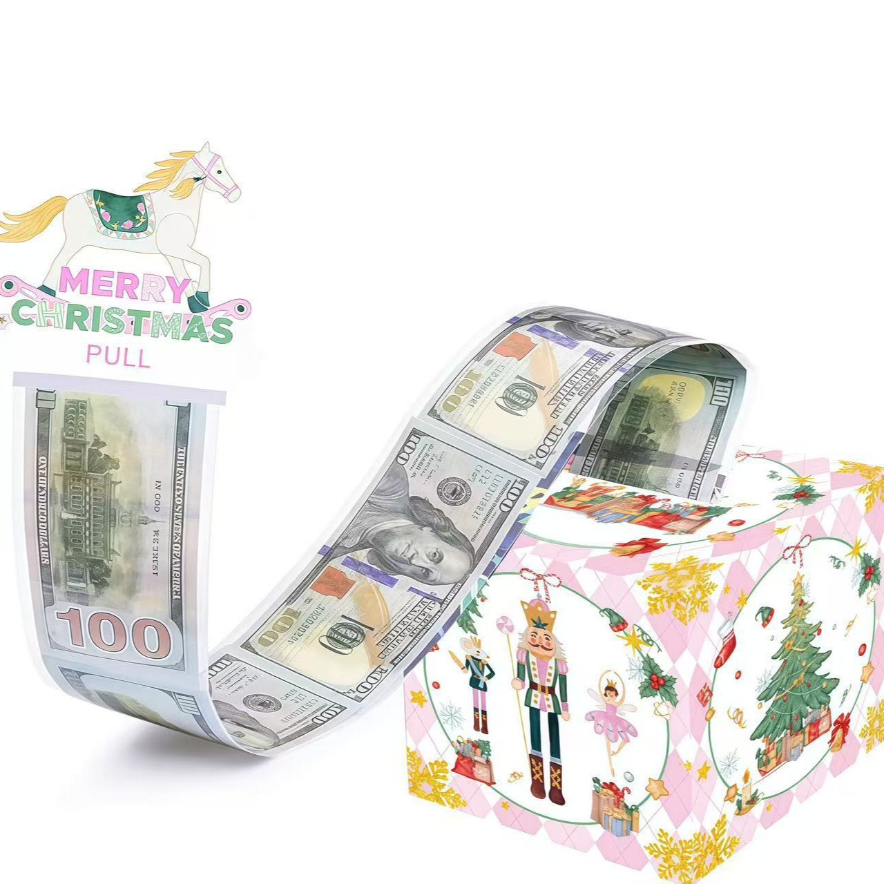 现货圣诞现金礼物折叠红包惊喜抽出式现金礼物盒派对装饰布置