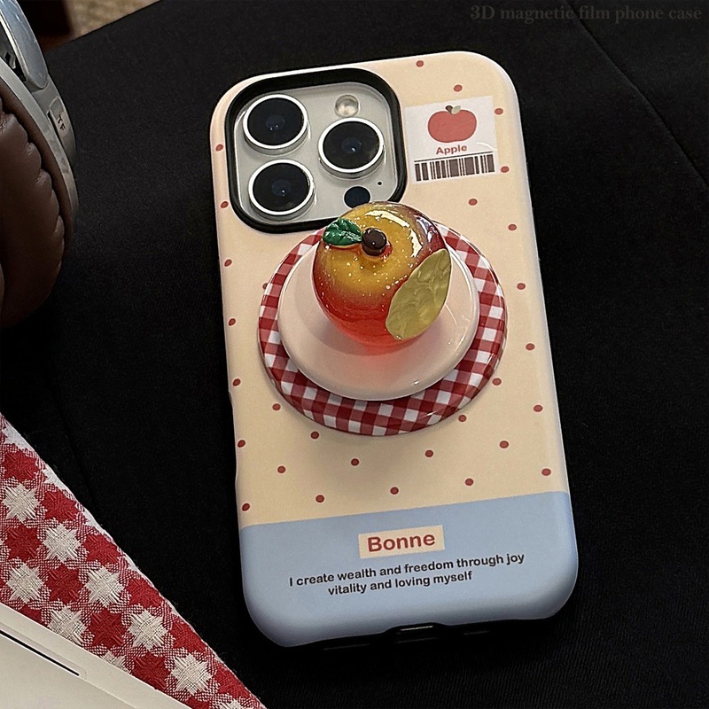 黄蓝拼红点手机壳适用苹果16/15PRO磁吸支架iPhone14/13PRO菲林壳|undefined