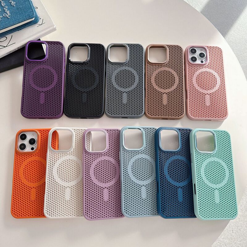 Suitable for Iphone16 Honeycomb Mesh Cooling Mobile Phone Case Magsafe Magnetic Suction Apple 15Pro Skin-Feel Protective Cover Suitable for Iphone16 Honeycomb Mesh Cooling Mobile Phone Case Magsafe Magnetic Suction Apple 15Pro Skin-Feel Protective Cover
