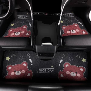 Car floor mats for the driver's and rear seats, cute, wear-resistant, dirt-resistant, easy to clean, new carpet-style floor mats for women