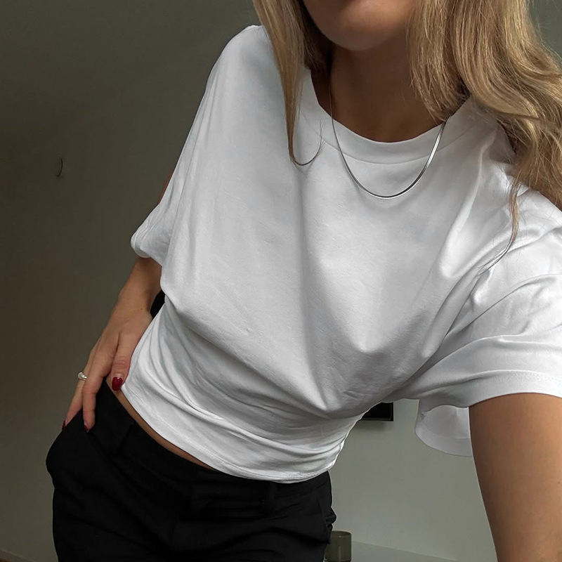 Cross-border French-style Short-sleeve T-shirt For Women, Summer Loose Fit, Tummy-concealing, Slimming, Sweet_ecoleips.com