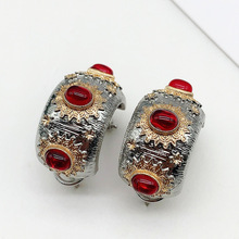 布契新款天然红玛瑙百搭耳钉女高级感复古气质抖音同款高版本饰品