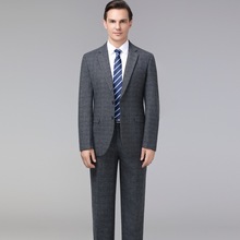 高档羊毛西服套装男土秋冬新款商务正装西装中年休闲爸爸毛料外套