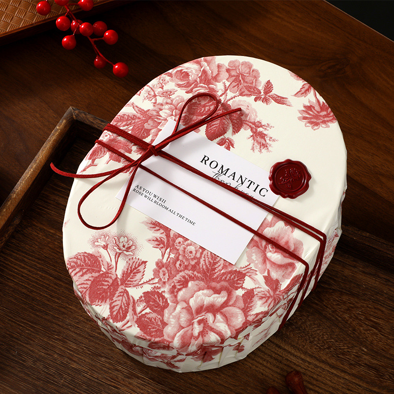 Caja de regalo de boda floreciente francesa retro nicho amiga caja de regalo de cumpleaños caja de regalo oval