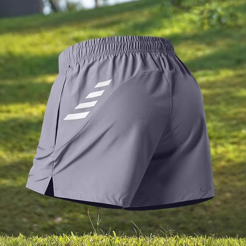 Men's Sports Shorts Running Track and Field Marathon Summer Quick-Dry Training Fitness Lining Fake Two-Piece Three-Point Shorts