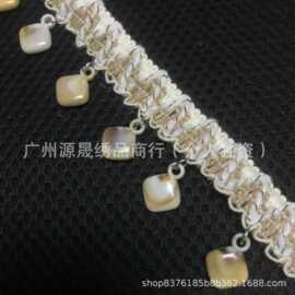 现货仿贝壳吊坠流苏装饰条码织带时尚流行服装辅料花边