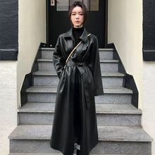 皮外套女秋季新款韩版皮衣女中长款皮衣外套女加绒长款风衣女款
