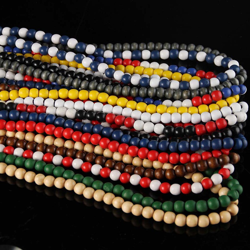 In stock supply GOOD WOOD wooden beads chain hip hop chain round wooden beads necklace HIPHOP jewelry