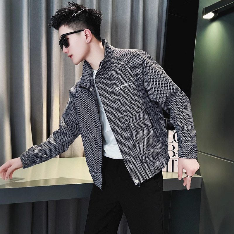 Fashion Large Size Plaid Jacket Men's Outwear Autumn and Winter 2025 New Youth Trendy Long-Sleeved Single-Breasted Top