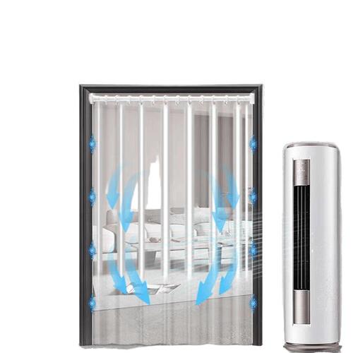 Air Conditioner Door Curtain without Drilling Windproof Partition Hanging Transparent Curtain Cold Insulation Heat Insulation Anti-smoke Kitchen Barrier Partition Curtain