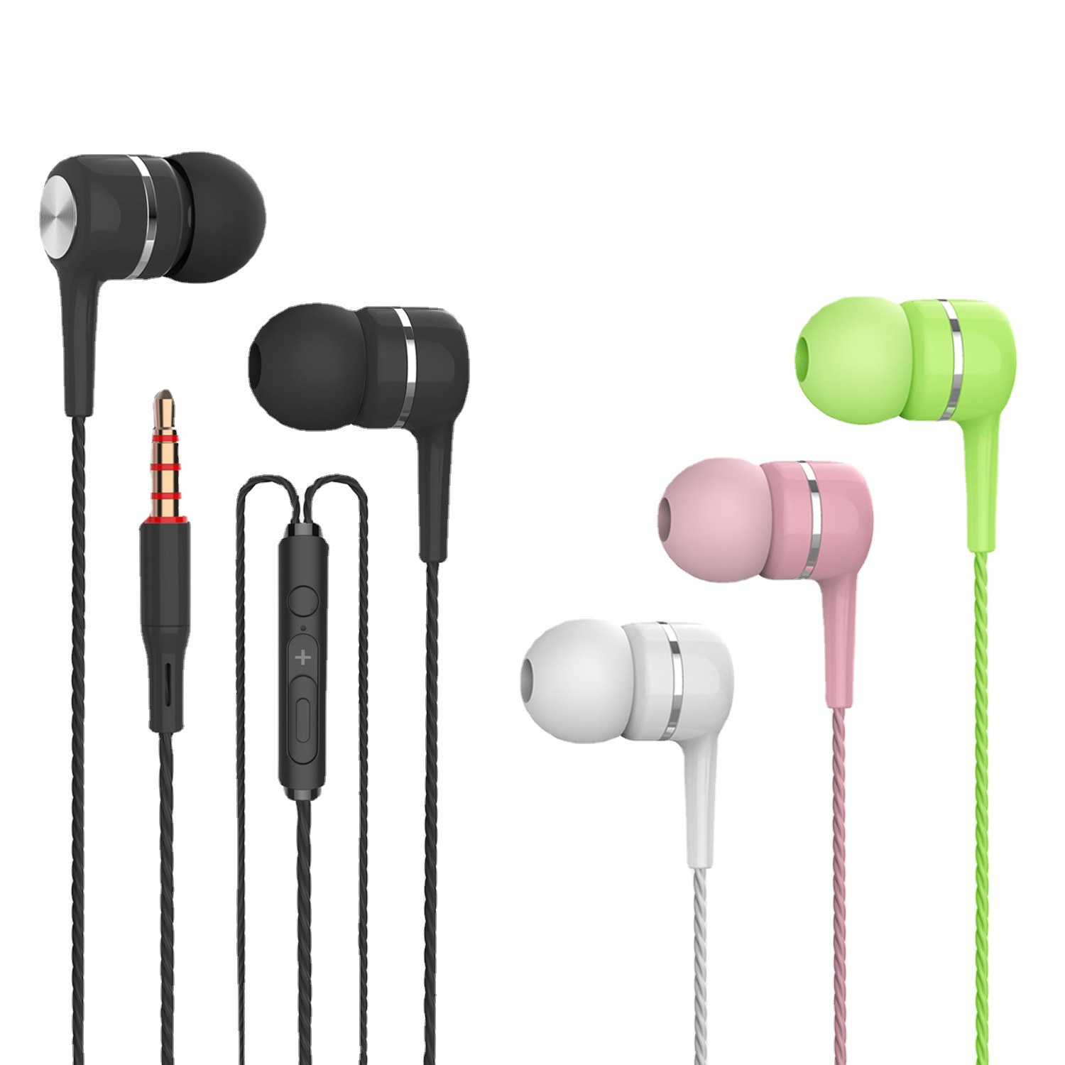 Auriculares con cable 3,5 agujero redondo universal macaron color teléfono móvil auriculares con control de cable con micrófono auriculares deportivos en la oreja