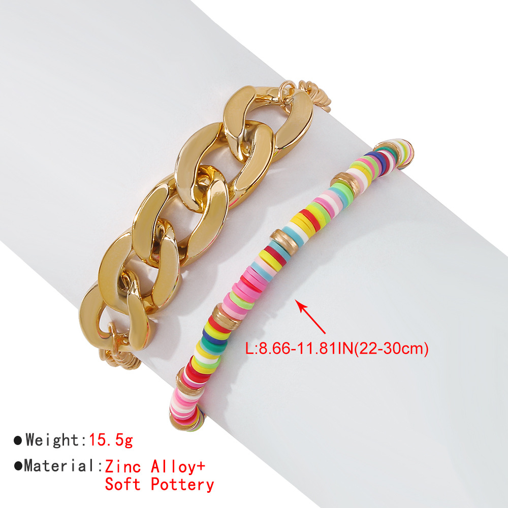 exaggerated fashion soft ceramic doublelayer anklet Bohemian personality creative ankletpicture4