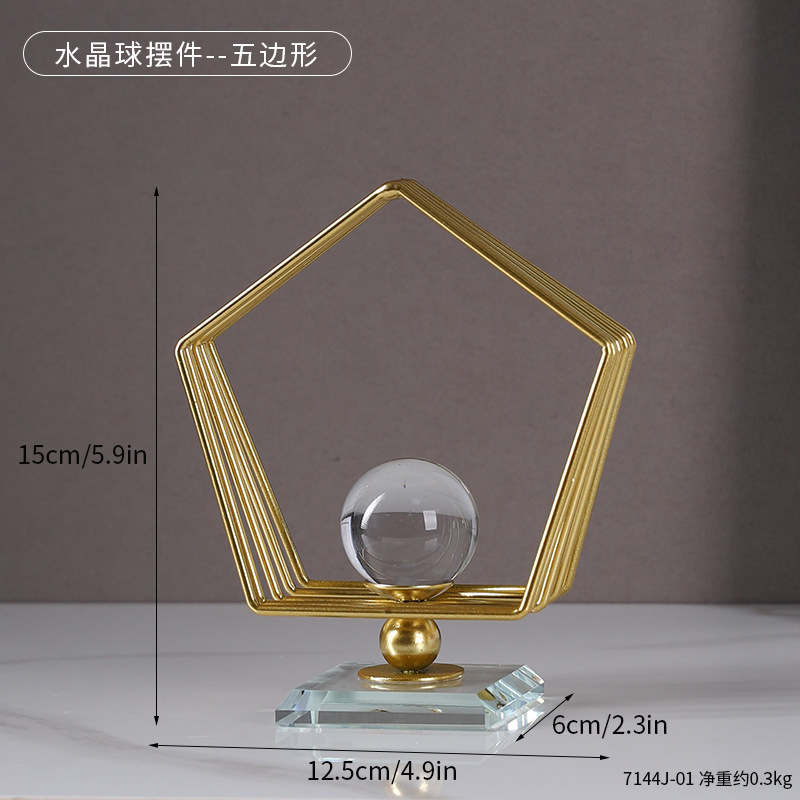 欧式铁艺水晶球家居装饰摆件客厅书房桌面工艺品轻奢节日生日礼物|undefined