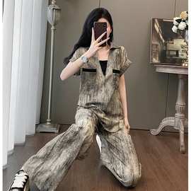 酷飒拽姐套装女夏季盐系轻熟清冷松弛感韩系休闲阔腿裤减龄两件套