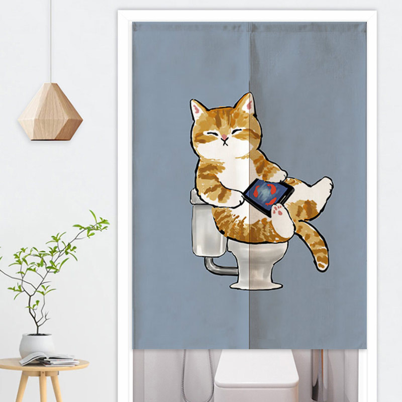 Door Curtain Partition Curtain Commercial New Cartoon Animal Cat Household Blocking Kitchen Bathroom Hanging Curtain Cloth Curtain Half Curtain