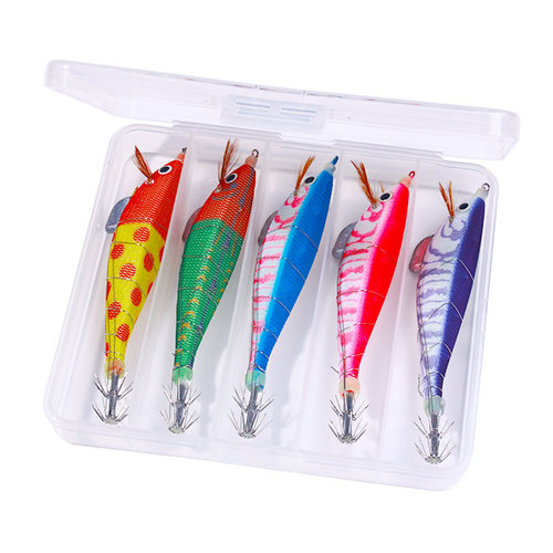 Wooden shrimp Lua bait long-range squid special Lua fake bait set seawater killing bass sequin bait sj033