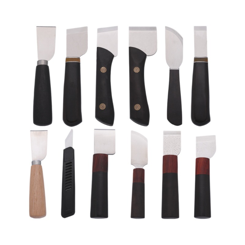 (2개) 국경 새 가죽 커팅 칼 가죽 커팅 칼 구유 칼 수제 DIY 가죽 칼