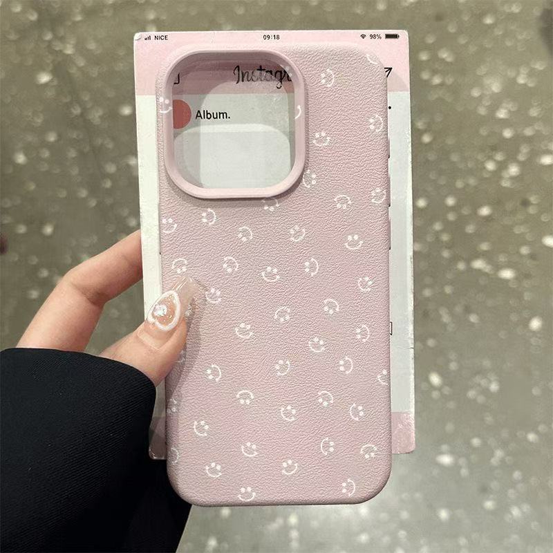 Lychee Pattern Full Screen Smiley Face Suitable for Apple 17 Promax Mobile Phone Case 15 Lychee Pattern 14 Cute 13 Soft Shell 16/1 Lychee Pattern Full Screen Smiley Face Suitable for Apple 17 Promax Mobile Phone Case 15 Lychee Pattern 14 Cute 13 Soft Shell 16/1