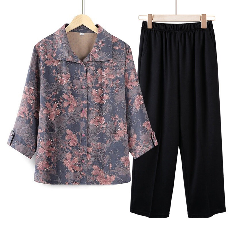 Mom's New Spring Clothing Set, Middle-Aged and Elderly Women's Clothing, Grandma's 2026 Spring and Summer Outfits for Elderly Ladies