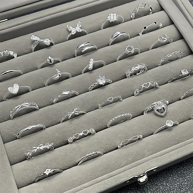 韓國素圈戒指女925純銀不掉色食指戒小眾高級感百搭開口調節指環