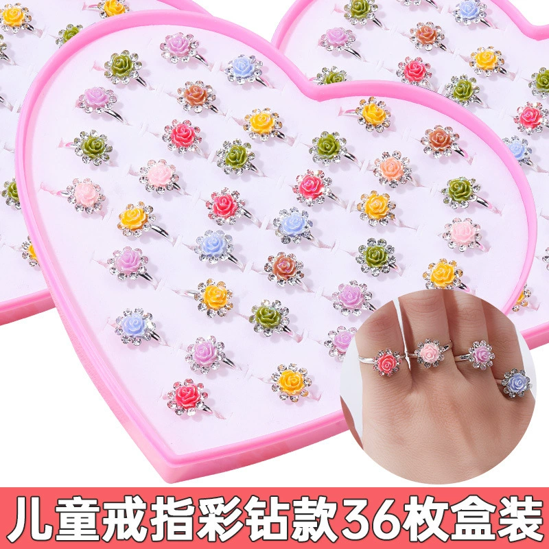 61 подарок на день защиты детей, детское кольцо, маленький цветок для девочек, игрушки с драгоценными камнями, ювелирные изделия с кристаллами и бриллиантами для девочек