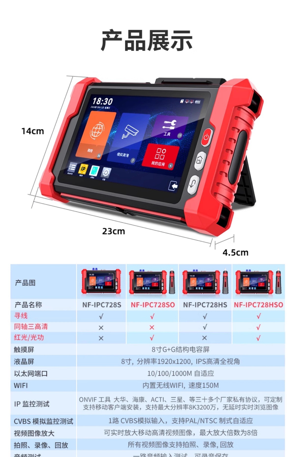 Smart Mouse Nf-Ipc728S Multifunctional Engineering Treasure Network Monitoring Tester Ipc Coaxial Analog High Definition