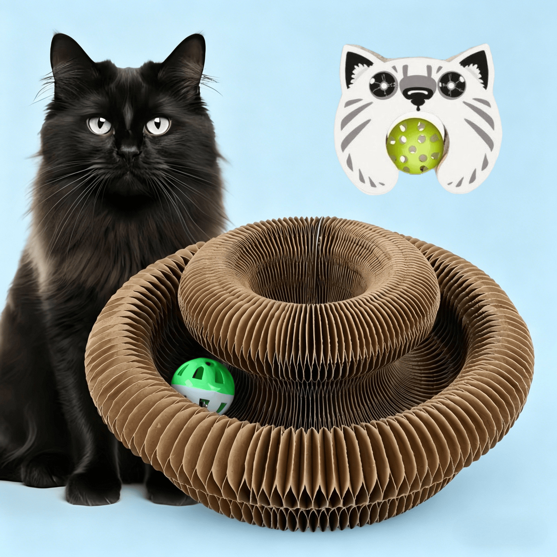 Órgano mágico para gatos agarrar tablero juguete para gatos auto-hi alivio de aburrimiento con campana papel corrugado resistente al agarramiento plegable juguete para gatos
