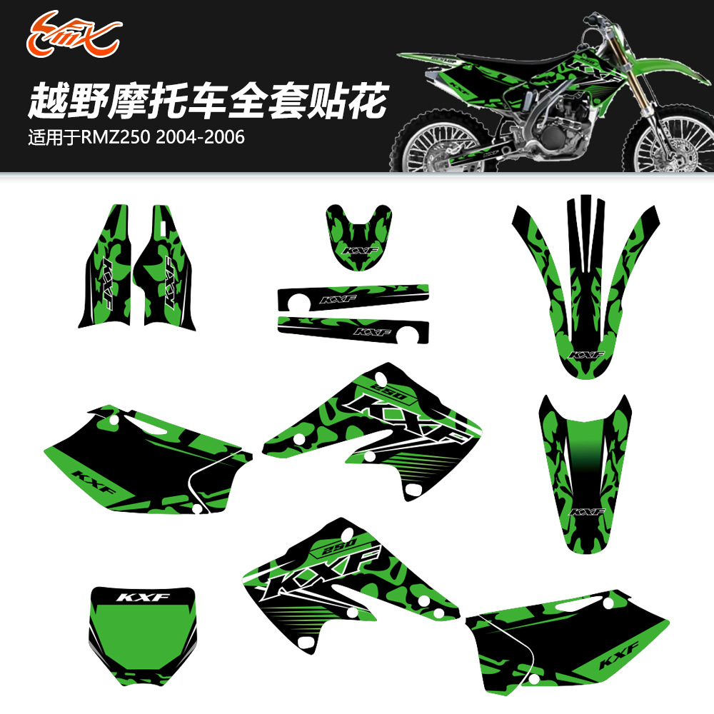 Pegatinas para motocicleta de todoterreno para KAWASAKI KXF 250 04 - 05 años de adaptación impermeable al revestimiento de la carcasa