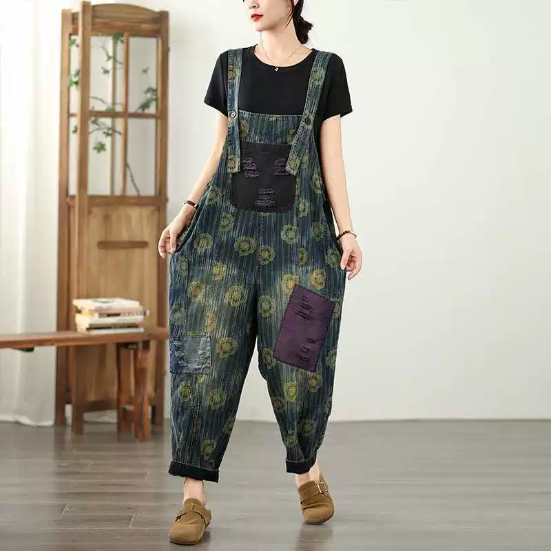 Summer denim overall, Korean style, plus size