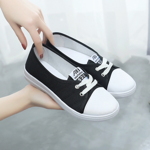 Women's Hane-style versatile comfortable casual fabric shoes, shallow mouth breathable student canvas shoes