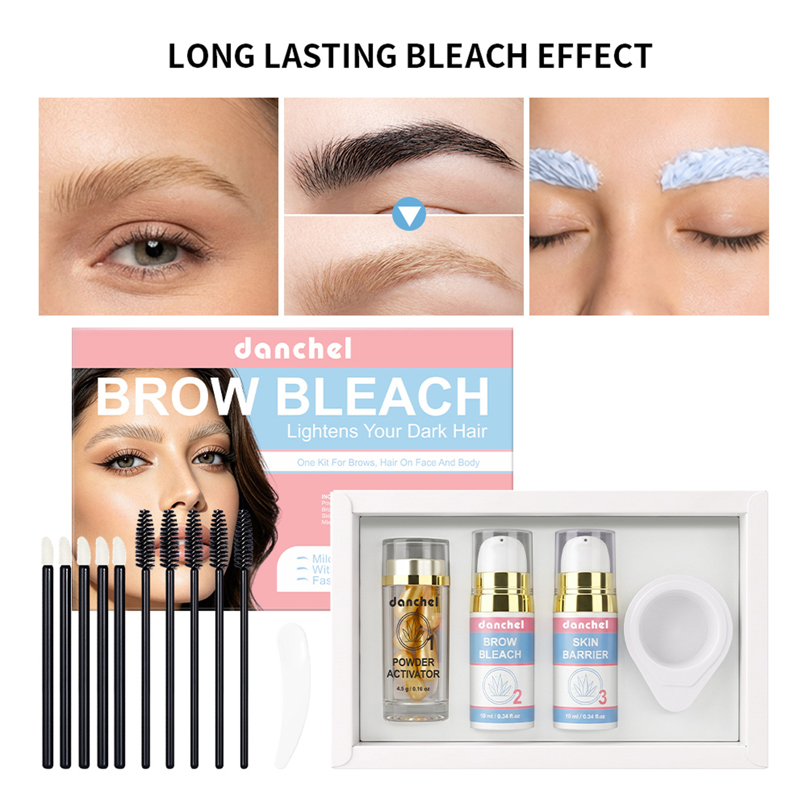 Danchel Eyebrow Bleaching Kit DIY Dark Hair Lightening Eyebrow Bleaching Kit