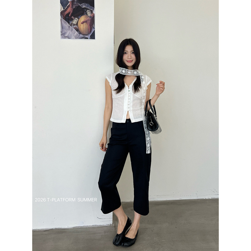 T-PLATFORM Guangzhou Thirteen Factories Summer Capri Pants Versatile Slim Fit Cropped Casual Pants 16563