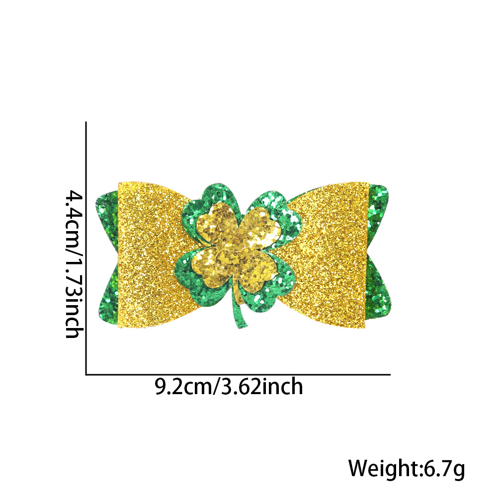 Nuevo cross-border día irlandés broches de trébol día de San Patricio decoración arco verde broches para el cabello