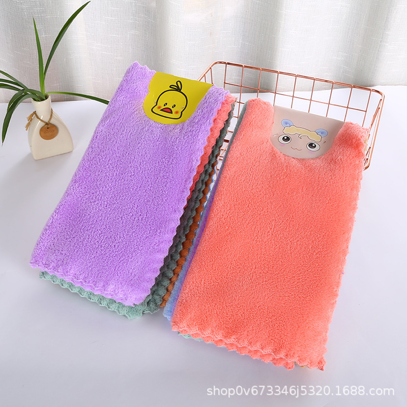 Wholesale Coral Velvet Small Square Towel 30*30 Gift Plain Kidsren's Saliva Towel Multi-Purpose Housekeeping Rag Absorbent Towel