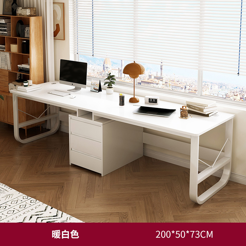 [고급 더블테이블] 웜화이트 200*50*73cm