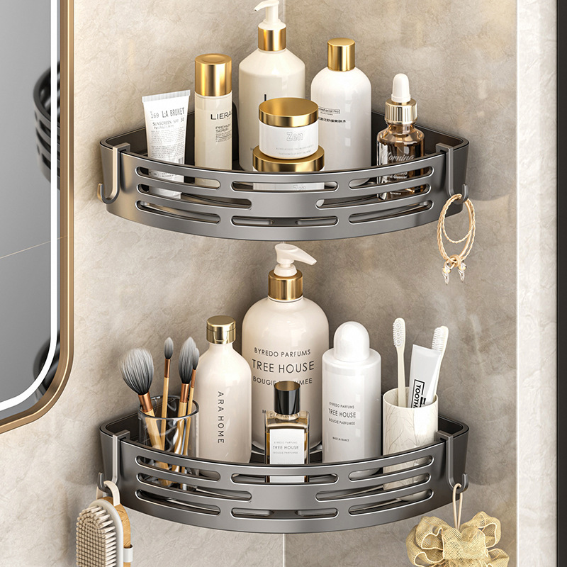 Bathroom Snap-On Triangle Basket Storage Rack Bathroom Sink Corner Punch-Free Wall-Mounted Toilet Storage Rack