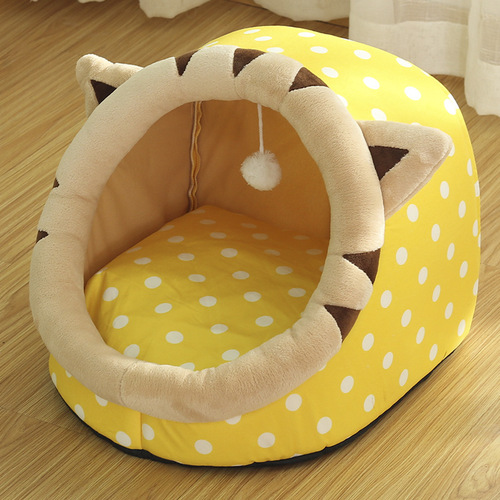 Wholesale autumn and winter cat kennels, cartoon style dog houses, cat house mats, semi-enclosed warm pet kennels, sleeping dens